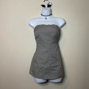 90s clueless gingham black and white strapless romper